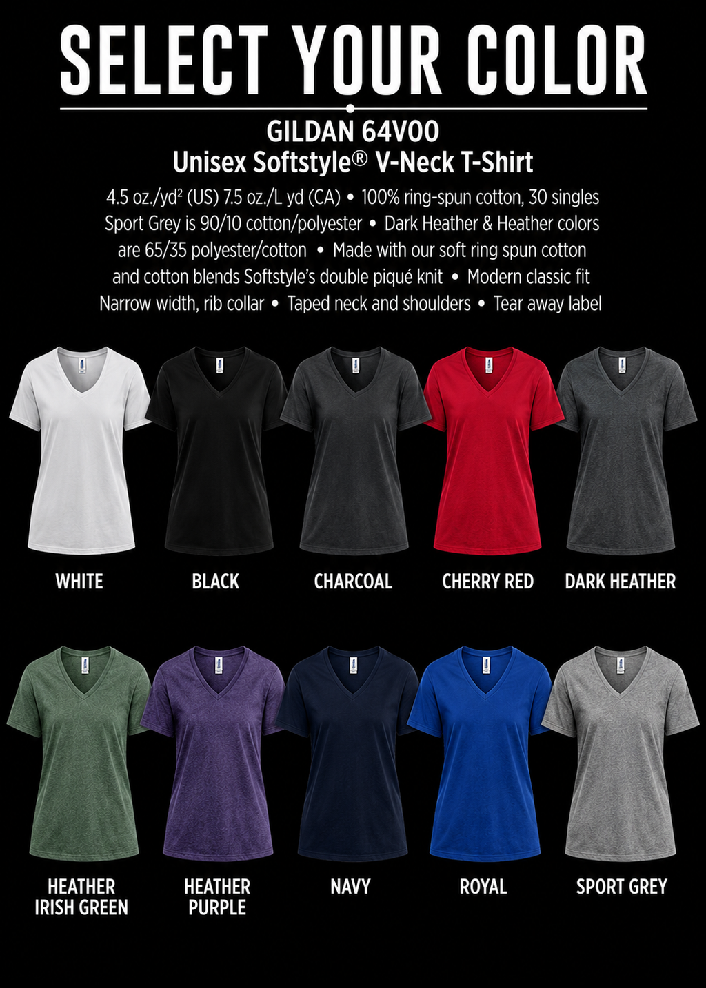 Premium Soft V-Neck Tee 64V00